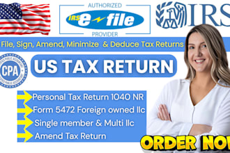 prepare, efile us tax returns and minimize your us tax filings 1040 1065 1120
