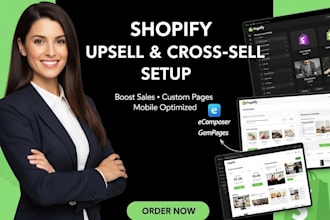setup shopify upsell  cross sell using pagefly, ecomposer  gempages website