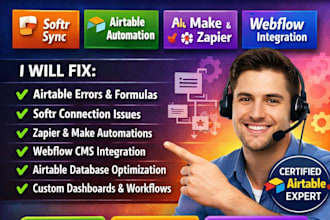 airtable expert, fix softr airtable, fix airtable automation and webfow