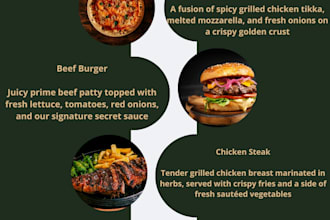 design a professional and modern restaurant menu