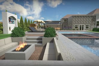 do 2d landscape design, 3d garden plan, pool design, sunroom and exterior design