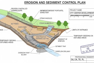 ga, ca, tx, fl, nj, ny erosion sediment control plan pe stamp for city permit