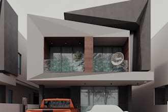 model and render 3d exterior design for your house