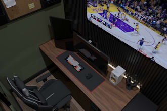 design a modern gaming setup or streaming room