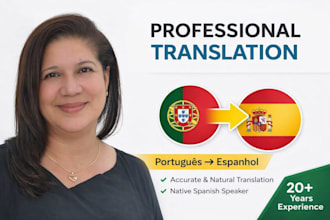 provide professional portuguese to spanish translation