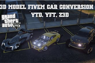 create, convert, and optimize realistic fivem and gta v car, truck, ships models