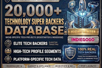 deliver 20,000 verified technology super backers for kickstarter and indiegogo