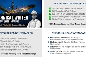 write technical hse manuals and oil and gas articles