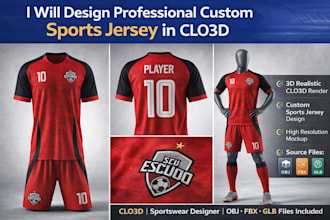design professional custom sports jersey in clo3d with 3d mockups