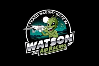 design ailen flying airplane logo