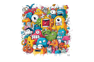 create cartoon doodle art illustration for your project