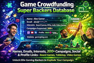 deliver a verified game crowdfunding super backers email database