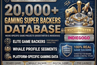 deliver 20,000 verified game super backers for kickstarter and indiegogo