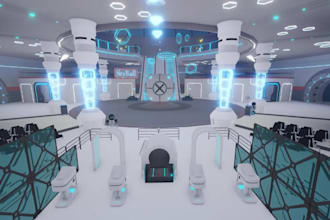 create detailed futuristic, cyberpunk, spaceship roblox map, detailed interior
