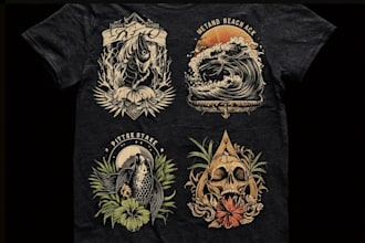draw vintage retro t shirt clothing illustration design