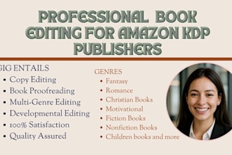 do book editing for amazon KDP, developmental and expert copy editing