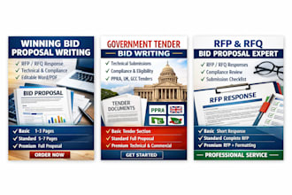write  bid proposals for govt and private sector