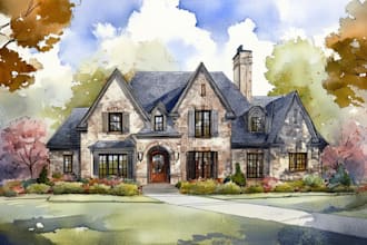 watercolor a house portrait