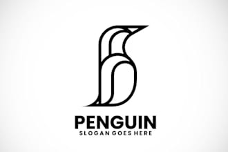 create unique minimalist monoline line art logo