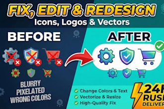 redesign, recolor, fix, or modify your icon set and logo