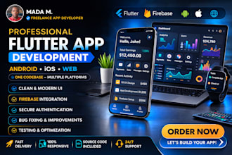 develop a flutter app for android, ios, or web