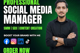 manage your social media with SEO captions, hashtags and content plan