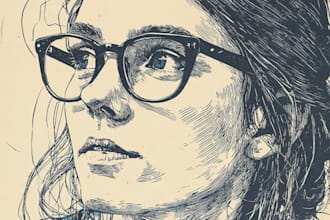 draw a portrait drawing in linocut illustration