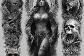 draw dark tattoo, design a hand drawn custom tattoo