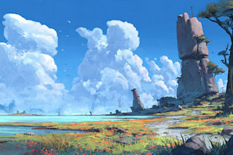draw the landscape illustration or concept art