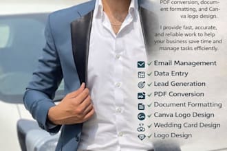 your professional virtual assistant for admin, logo designer , emails, PDF,