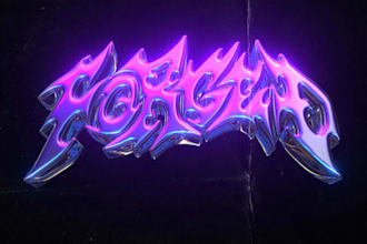 design a 3d chrome metal logo for your brand