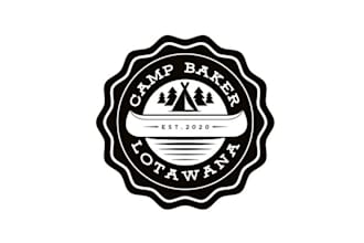 design monogram retro camp logo for a house on the lake