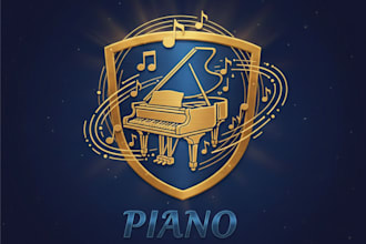 design an elegant piano logo for your music brand