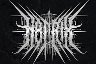 design a technical deathcore logo with sharp details