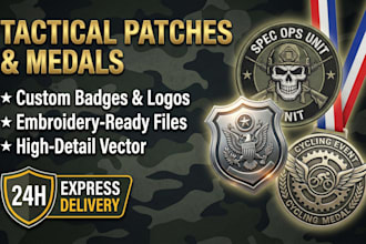 design cycling event medals, military patches, army badges, or tactical skull