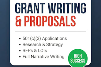 write a winning 501c3 grant proposal, grant research, and business plan