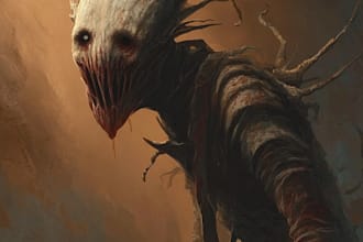 create a scary fantasy horror character concept art