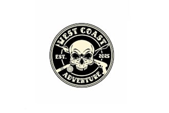 design fishing rod speargun skull middle company logo