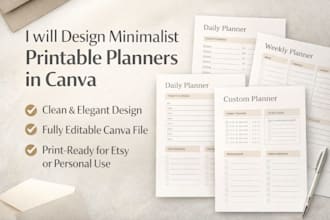 design minimalist printable planners in canva