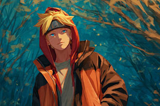 draw your portrait in naruto boruto anime style