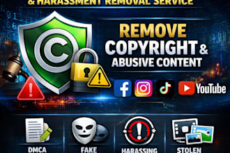 takedown harassing remove copyright mass reports facebook youtube instagram dmca