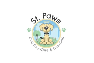 make vibrant animal logo for st paws dog day care boarding