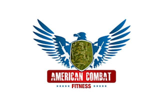 design unique american combat fitness gym logo