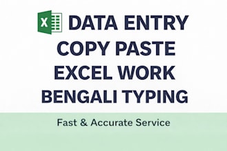 do accurate data entry,copy paste,excel and bengali typing
