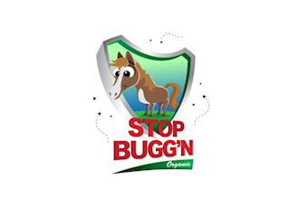 make a fun horse fly spray illustration logo for stop buggn