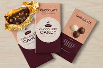 do packaging,bar,label,logo and box design for chocolate,ice cream,coffee,candy