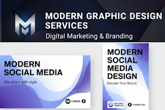 design modern logo and social media posts with editable canva link