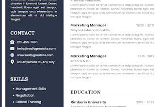 design a professional modern resume and CV template
