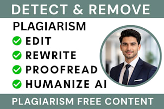 detect or check plagiarism from ai content and remove, rewrite and proofread it