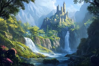 draw a natural landscape and background illustration